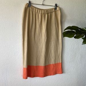 Shrader Knit Size 12 Vintage Knit Wear Skirt Tan & Orange